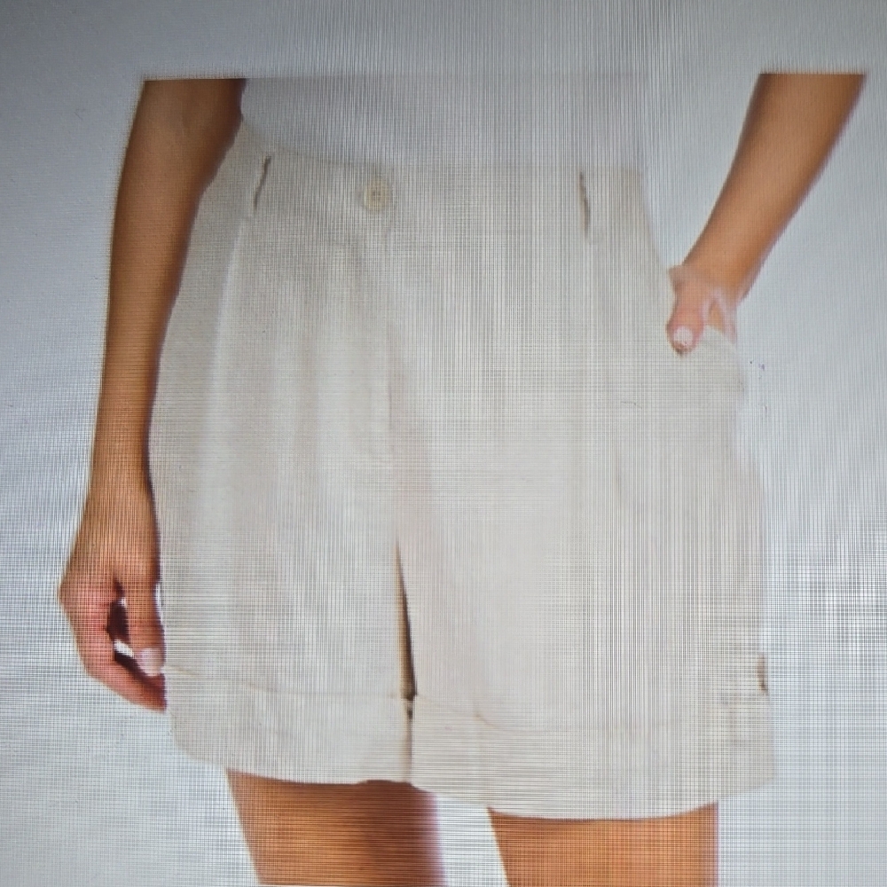 Women's Tan Linen 5 inch Shorts - Blue Sol size 10